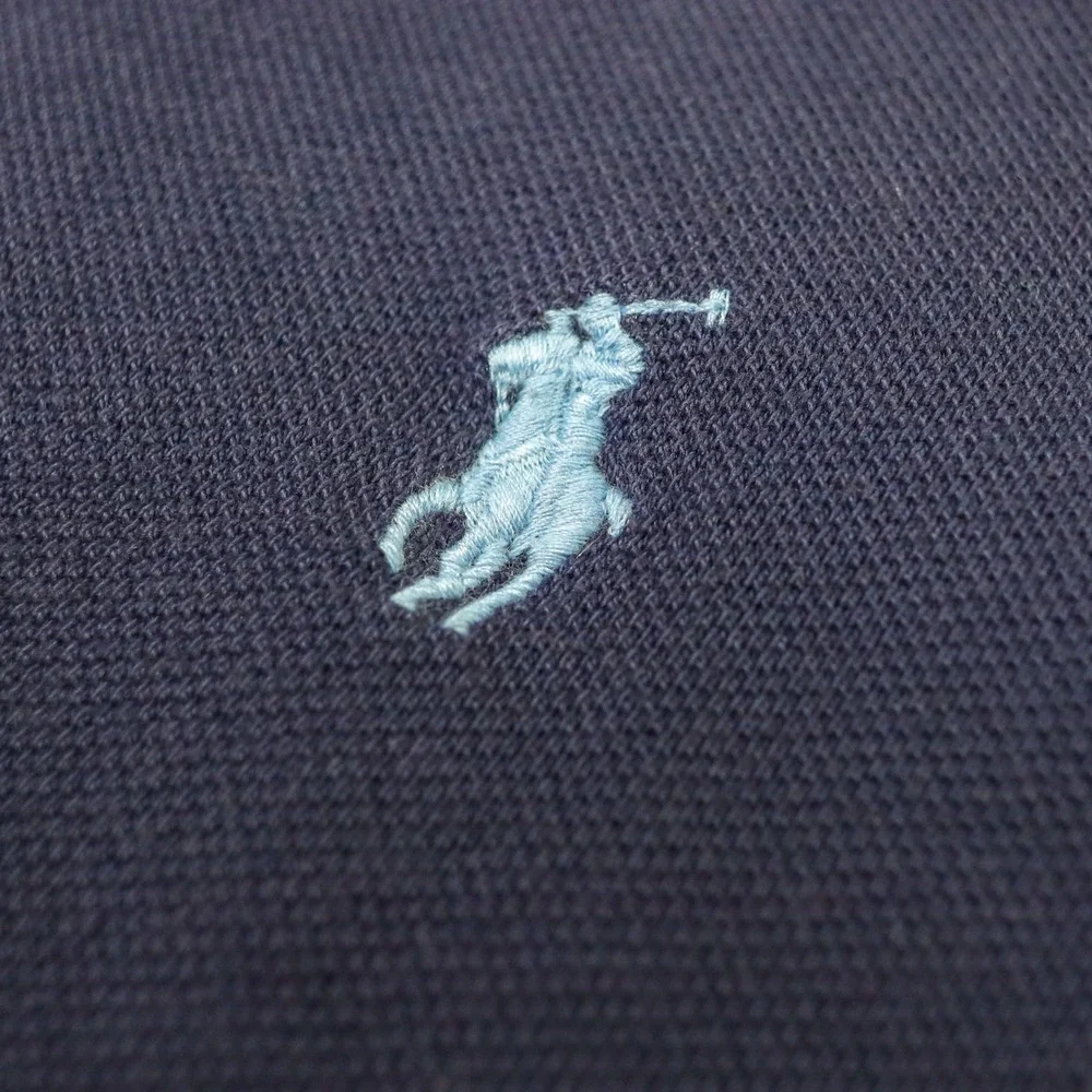 Polo Ralph Lauren Polo Shirt Mens L Navy Blue Pony Custom Slim Fit Mesh Cotton